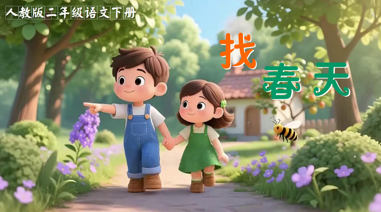 【WPS版本PPT课件】人教版小学二年级语文下册《找春天》