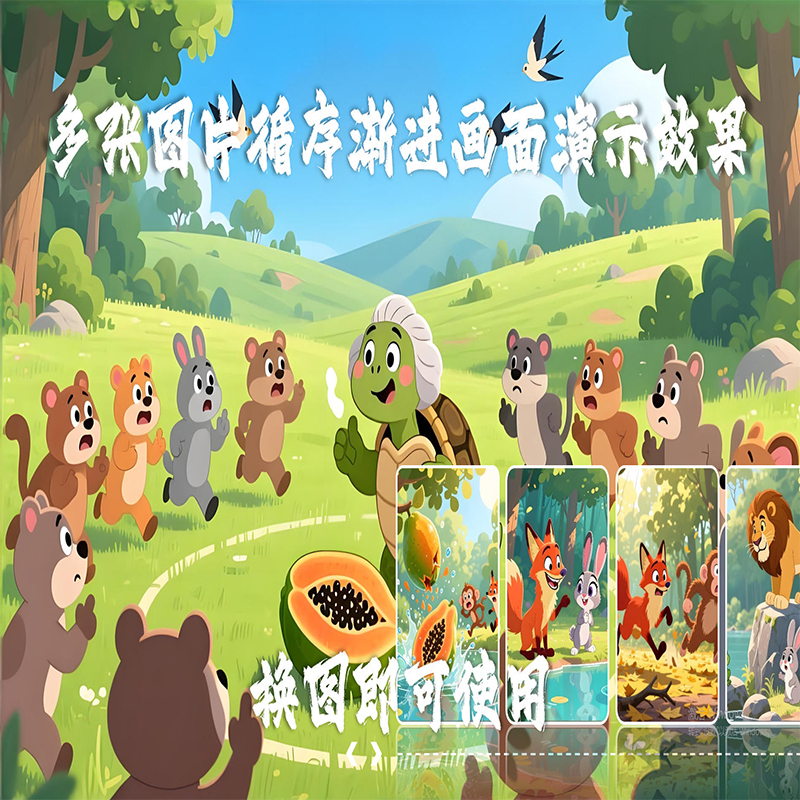 PPT2024及以上版本 多张图片循序渐进画面演示效果 换图即可使用