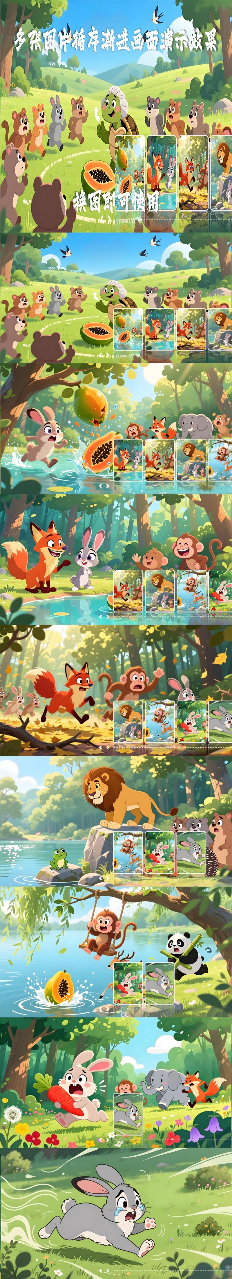 PPT2024及以上版本 多张图片循序渐进画面演示效果 换图即可使用